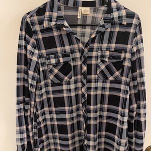 Navy Plaid Shirt - size Medium